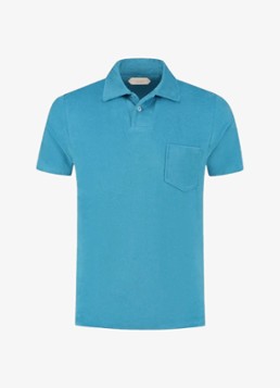 Aurélien Heren Terry regular fit polo van badstof in de kleur Petrol-460