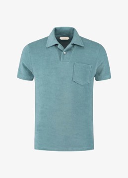 Aurélien Heren Terry regular fit polo van badstof in de kleur Donkerblauw