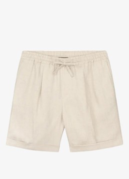 Aurélien Heren Straight fit korte broek van linnen met steekzakken in de kleur Beige-260