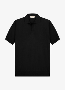 Aurélien Heren Regular fit polo van merino wol in de kleur Black-1