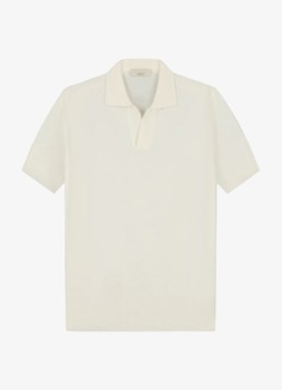 Aurélien Heren Regular fit polo van merino wol in de kleur Ivory-120