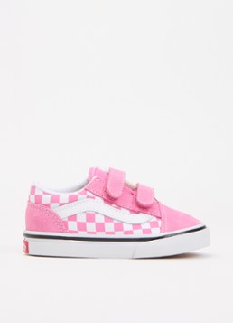 VANS Jongens Old Skool sneaker van suède met ruitdessin in de kleur Roze, maat: 21