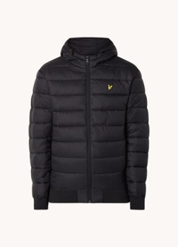 Lyle & Scott Heren Gewatteerde jas met capuchon en logo in de kleur Zwart, maat: XS
