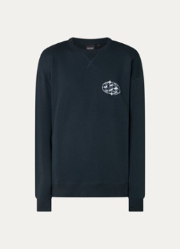 Lyle & Scott Heren Sweater met logo- en backprint in de kleur Donkerblauw, maat: L