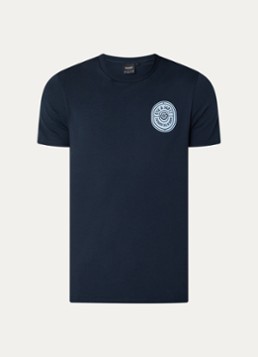 Lyle & Scott Heren Borders T-shirt met logo- en backprint in de kleur Donkerblauw, maat: S