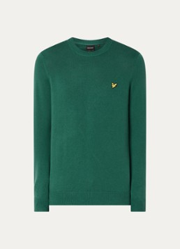 Lyle & Scott Heren Fijngebreide pullover met logo in de kleur Donkergroen, maat: M