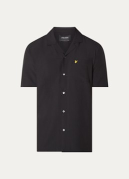 Lyle & Scott Heren Crinkle Resort regular fit overhemd met borstzak in de kleur Zwart, maat: S