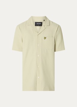 Lyle & Scott Heren Crinkle Resort regular fit overhemd met borstzak in de kleur Lindegroen, maat: XXL