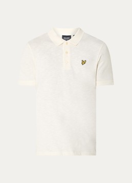 Lyle & Scott Heren Fine Slub regular fit polo met logo in de kleur Beige, maat: S