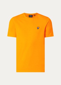 Lyle & Scott Heren T-shirt met logo en ronde hals in de kleur Oranje, maat: S
