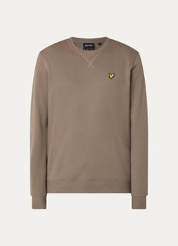 Lyle & Scott Heren Sweater met logoborduring in de kleur Khaki, maat: XXL