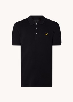 Lyle & Scott Heren Slim fit polo van piqué katoen met logo in de kleur Zwart, maat: S