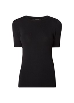 NIKKIE Dames Jolie top van stretchjersey met korte mouw in de kleur Zwart