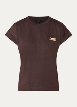 NIKKIE Dames Aleena T-shirt met ronde hals in de kleur Donkerbruin