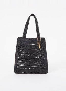 Chloé Dames Summer Banana shopper van raffia in de kleur Zwart, maat: 1SZ