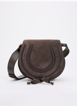 Chloé Dames Marcie schoudertas van suède in de kleur Donkerbruin, maat: One Size