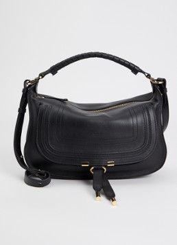 Chloé Dames Marcie Small schoudertas van kalfsleer in de kleur Zwart, maat: One Size