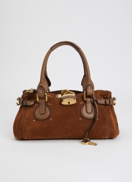 Chloé Dames Paddington schoudertas van kalfssuède en kalfsleren details in de kleur Cognac, maat: One Size