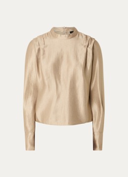 NIKKIE Dames Ohino tuniek van satijn met plooidetai in de kleur Beige
