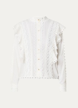 NIKKIE Dames Patna blouse met broderie in de kleur Wit
