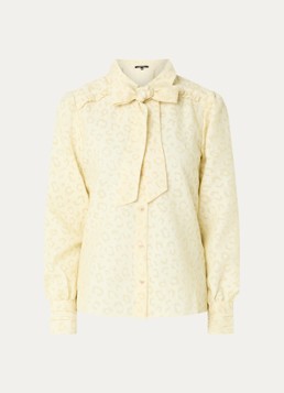 NIKKIE Dames Pragues blouse met panterprint in de kleur Lichtgeel