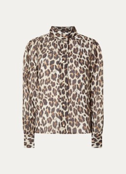 NIKKIE Dames Retiro blouse met dierenprint in de kleur Donkerbruin