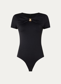 NIKKIE Dames Rubio body top met gedrapeerd detail in de kleur Zwart