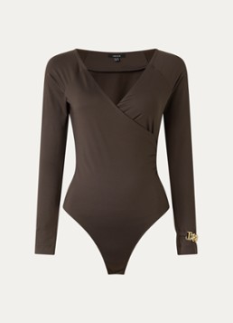 NIKKIE Dames Ariela body met V-hals in de kleur Chocoladebruin