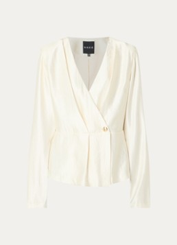 NIKKIE Dames Aymee tuniek met schoudervulling en V-hals in de kleur Gebroken wit