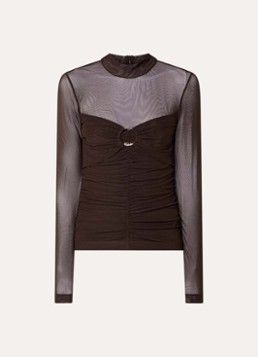 NIKKIE Dames Ovillia semi-transparante top met col in de kleur Bruin