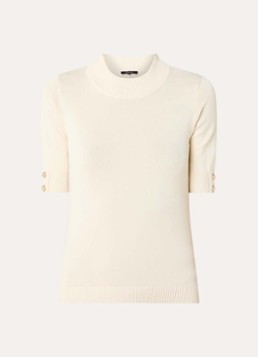 NIKKIE Dames Olindah fijngebreide top met opstaande kraag in de kleur Creme