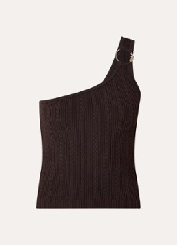 NIKKIE Dames Oregon one shoulder top met ribstructuur in de kleur Donkerbruin