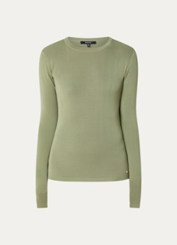 NIKKIE Dames Jolie fijngebreide longsleeve met stretch in de kleur Lichtgroen
