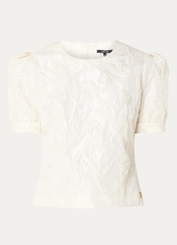 NIKKIE Dames Panoma top met 3D print en glazende finish in de kleur Vanillegeel