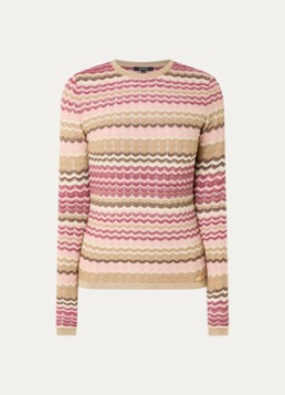 NIKKIE Dames Fijngebreide trui met ingebreide print in de kleur Beige