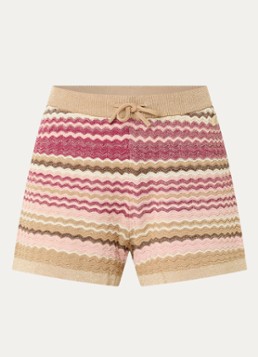 NIKKIE Dames Rio high waist slim fit korte broek met streepprint en lurex in de kleur Beige