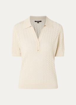 NIKKIE Dames Rouen top met lurex en opengewerkt dessin in de kleur Beige