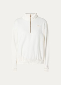 NIKKIE Dames Avaleigh sweater met halve rits en logo in de kleur Creme