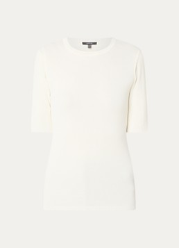 NIKKIE Dames Jolie fijngebreide top met ronde hals in de kleur Gebroken wit