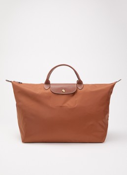 Longchamp Le Pliage Original reistas L met leren details Cognac - Deal