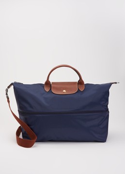 Longchamp Le Pliage Original vergrootbare reistas met leren details Donkerblauw - Deal
