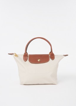 Longchamp Dames Le Pliage Original handtas S met leren details in de kleur Creme