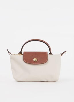 Longchamp Dames Le Pliage handtas met leren details in de kleur Creme