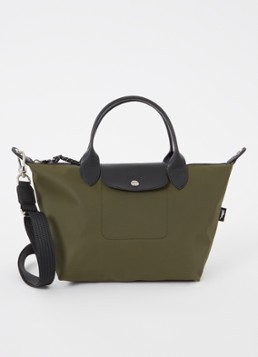 Longchamp Dames Le Pliage Energy handtas S met leren details in de kleur Legergroen