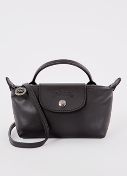 Longchamp Dames Le Pliage Xtra handtas XS van leer met afneembare schouderriem in de kleur Zwart
