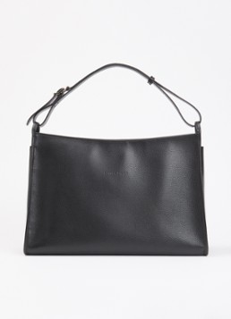 Longchamp Dames Le Foulonné schoudertas van leer in de kleur Zwart