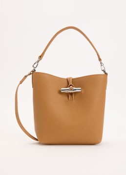 Longchamp Dames Le Roseau handtas XS van leer met afneembare schouderriem in de kleur Camel