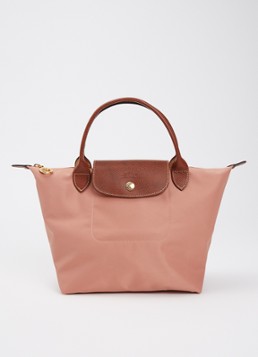 Longchamp Dames Le Pliage Original handtas S met leren details in de kleur Oudroze