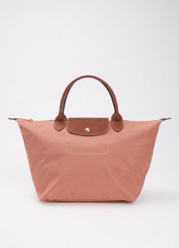 Longchamp Dames Le Pliage Original handtas M met leren details in de kleur Oudroze
