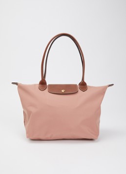 Longchamp Dames Le Pliage Original schoudertas M met leren details in de kleur Oudroze